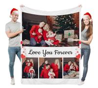 Aiebill Mantas personalizadas de Navidad para papá, mantas personalizadas con texto de fotos, manta personalizada con 4 fotos, regalos personalizados para papá abuelo en cumpleaños, día del padre