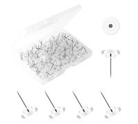 AIEX 100 Piezas Chinchetas Transparentes, Plastico Chinchetas Planas Alfileres de Empuje con Punta de Acero Push Pins Clear Chinchetas para Corcho Tablón de Anuncios Pared (Blanco)