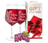 AIGAT 2 copas de vino personalizadas de 530 ml, regalos de boda para novia y novio, copa de vino tinto personalizada duradera, regalo personalizado para cualquier ocasión