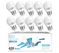 Aigostar -10 x E27 Bombilla LED G45, Casquillo Gordo 4.9W, Bajo Consumo, 420 lm, Luz Fría 6500K, Ahorro de Energía, CRI> 80, ángulo de apertura 230º, No Regulable - Caja de 10 unidades
