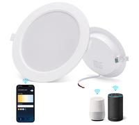 Aigostar 15 W inteligente Downlight LED, 2 Pack Luces para Alexa de 1430 LM Wi-Fi, Focos LED empotrada compatible con Alexa y Google Home, Regulable de luz cálida a blanca 3000-6500K, Φ145-155 mm 9w/c