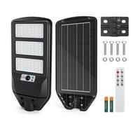 Aigostar - 150W Farola solar LED exterior con sensor de movimiento, mando a distancia, 1500LM luz blanca. Foco solar LED potentes con temporizador, impermeable protección IP65. No incluye soporte