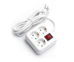 Aigostar 177881 - Regleta alargadora cuadrada de 1.5 metros con 3 enchufes e interruptor