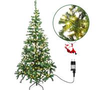 Aigostar 180 CM Árbol de Navidad Artificial,con Cadena de luces LED de 18 M, 300 LED Blanco cálido, 8 Modos de Iluminación,450 Ramas,Color Verde,Incluye Soporte de Meta