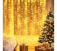 Aigostar 2×2m 200LED Cortina de Luces Navidad, 8 Modos Luces de Cadena de Cortina, IP44 Impermeable con Temporizador, para Habitacion, Exterior (Blanco Cálido)
