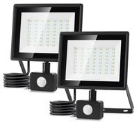 Aigostar, 2 focos LED de 50W para exteriores con sensor de movimiento, luz blanca fría de 6500K, tamaño 50W, pack de 2 unidades