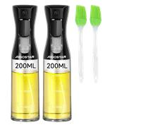 Aigostar 2 Piezas Pulverizador Aceite Spray Cristal, Spray Aceite Cocina 200 ml, con 2 accesorios de Pincel de Silicona , apto para freidora de aire y cocina en la cocina, libre de BPA