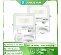 Aigostar 2x Foco LED Sensor PIR 20W | Super Brillo 1650LM IP65 | Luz de Seguridad 4000K Exterior BLANCO