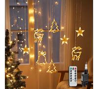 Aigostar 3×0.6m 120 LED Cortina de Luces Navidad con Control Remoto, 8 Modos Luces de Cadena de Cortina Brillo Ajustable, IP44 Impermeable Guirnaldas Luces para Habitacion, Exterior (Blanco Cálido)