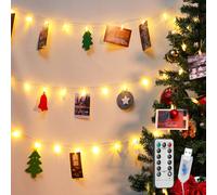 Aigostar 3M 20LED Clip Cadena de Luces con 20 Pinzas para Colgar Fotos, Guirnaldas de Luces con Control Remoto, Fotoclips Guirnalda de Decoración para Navidad, Habitaciones, Bodas (Blanco Cálido)