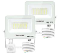 Aigostar 50W Foco LED Exterior con Sensor Movimiento PIR,2 piezas,4600LM Super Brillo Proyector LED, IP65 Impermeable,Blanco Natural 4000K,Luz de Seguridad para Interior,Jardín,Patio,Garaje 30w, 6500k