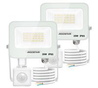 Aigostar 50W Foco LED Exterior con Sensor Movimiento PIR,2 piezas,4600LM Super Brillo Proyector LED, IP65 Impermeable,Blanco Natural 4000K,Luz de Seguridad para Interior,Jardín,Patio,Garaje 20w, 4000k