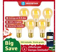 Aigostar 6 Pack Bombillas Vintage E27 Inteligentes Wi-Fi, regulable 2700K-6500K, compatibles con Alexa y Google Home
