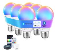 Aigostar 9W Bombilla Inteligente Bluetooth Mesh A60, Bombilla Inteligente Works with Alexa, Bombilla Inteligente E27 LED 806LM RGB & 2700K-6500K, 6 Unidads（Con Bluetooth Control Remoto y Gateway).