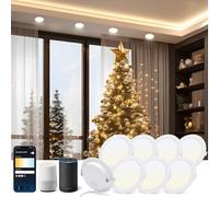 Aigostar 9W Downlight LED Techo Empotrable Inteligente, 8 Pack, 780LM, Focos LED Interior Techo Compatible con Alexa y Google Home, Regulable de luz cálida a blanca 3000-6500K, Φ118-128 mm