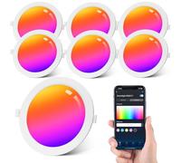 Aigostar 9W Inteligente Downlight LED Techo Emportrable, Foco Led Ø145mm x 25.5mm Redondo WiFi APP Control, RGB y Blanco Regulable, Compatible con Alexa y Google para Salón Cocina, 6 Pack