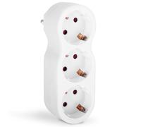 Aigostar Adaptador de Enchufe Multiple 3 Enchufes Schuko Aleman sin Interruptor 3680W Max Protección Infantil Blanco Para Viaje y Hogar