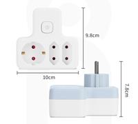 Aigostar Adaptador Enchufes con Interruptor ,3 Tomas Adaptador Enchufes con Protección Infantil,1 Schuko,2 Clavija EU,Blanco White