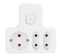 Aigostar Adaptador Enchufes con Interruptor ,3 Tomas Adaptador Enchufes con Protección Infantil,1 Schuko,2 Clavija EU,Blanco