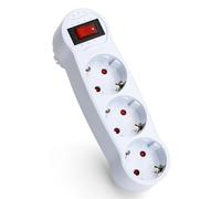 Aigostar Adaptador Enchufes Europeos con 1 Tomas y Interruptor,Enchufe de Pared.con Protección Infantil,16A,250V,Blanco (3 Schuko-A, 1 Pieza)