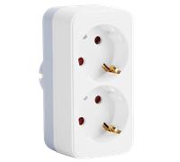 Aigostar Adaptador Enchufes Europeos con 2 Tomas.con Protección Infantil,16A,250V,Gris Blanco