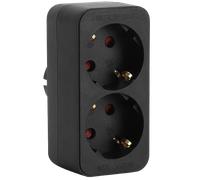 Aigostar Adaptador Enchufes Europeos con 2 Tomas.con Protección Infantil,16A,250V,Negro