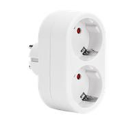 Aigostar Adaptador Enchufes Europeos con 2 Tomas,Ladron Enchufe Doble Frontal con Toma de Tierra,16A,250V,Blanco
