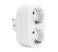 Aigostar Adaptador Enchufes Europeos con 2 Tomas,Ladron Enchufe Doble Frontal con Toma de Tierra,16A,250V,Blanco
