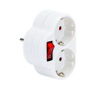 Aigostar Adaptador Enchufes Europeos con 2 Tomas y Interruptor,Enchufe de Pared.Con Protección Infantil,16A,250V,Blanco