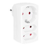 Aigostar Adaptador Enchufes Europeos con 3 Tomas.Ladron Enchufes con Protección Infantil,1 Schuko,2 Clavija EU,Blanco