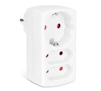 Aigostar Adaptador Enchufes Europeos con 3 Tomas.Ladron Enchufes con Protección Infantil,1 Schuko,2 Clavija EU White