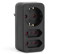 Aigostar Adaptador Enchufes Europeos con 3 Tomas.Ladron Enchufes con Protección Infantil,1 Schuko,2 Clavija EU Black