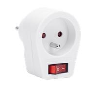 Aigostar Adaptador Enchufes Francés con 1 Tomas y Interruptor,Enchufe de Pared.Con Protección Infantil,16A,250V,Blanco