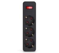 Aigostar Adaptador Enchufes Plano con 3 Tomas y Interruptor,Ladron Enchufes con Protección Infantil,Enchufe de Pared,16A,250V,Negro