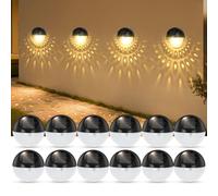 Aigostar Aplique pared exterior de Jardín,2700K Luz cálida,Apliques Exteriores Solares,IP44 Impermeables Luz Solar,Luces exterior pare Jardin Valla Porche Pared Patio,Lampara Aplique,12 Piezas
