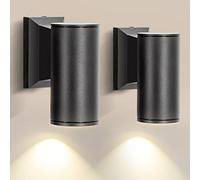 Aigostar Aplique Pared Exterior,GU10 Antracita Aluminio Lámpara Exterior Pared,IP65 Impermeable Luz Exterior Iluminación para Balcón Garaje Terrazas Patio Jardín,color negro(2 paquetes sin bombillas)
