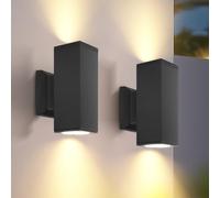 Aigostar Aplique Pared Exterior, GU10 Antracita Aluminio Up Down Lámpara, IP65 Impermeable Luz Exterior Iluminación para Balcón Garaje Terrazas Patio Jardín,Paquete de 2