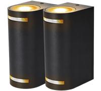 Aigostar Aplique Pared Interior/Exterior,GU10 Antracita Aluminio Lámpara Exterior Pared,2 piezas,Impermeable IP65 Luz Interior y Exterior Iluminación para Patio,Jardín,Balcón,Dormitorio,Salon,Pasillo