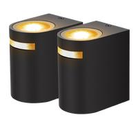 Aigostar Aplique Pared Interior/Exterior,GU10 Antracita Aluminio Up Down Lámpara Exterior Pared,2 piezas,Impermeable IP65 Luz Interior y Exterior Iluminación para Patio,Jardín,Balcón,Pasillos