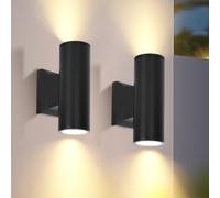 Aigostar Aplique Pared Interior/Exterior, GU10 Lámpara Pared, IP65 Impermeable Luz Para Interior y Exterior, Iluminación Para Patio, Jardín, Balcón, Dormitorio, Pasillos (2 Paquetes Sin Bombillas)
