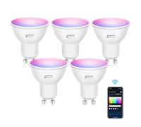 Aigostar Bombilla Alexa LED GU10 SL2 Bombillas Inteligente 4.9W Bombillas Wifi RGB & 2700K-6500K Regulable, Controladas por APP, Conexión rápida Compatible Con Google Home/Alexa, 5 PCS