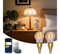 Aigostar Bombilla Inteligente Alexa, Bombilla Led E14 Vintage, G45 Ámbar Tipo Globo, 4.5W, 470LM, Regulable Cálida a Fría 2700K a 6500K, Compatible con Alexa y Google home, 2 Unidads