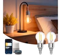 Aigostar Bombilla Inteligente Alexa, Bombilla Led E14 Vintage, G45 Transparente Tipo Globo, 4.5W, 470LM, Regulable Cálida a Fría 2700K a 6500K, Compatible con Alexa y Google home, 2 Unidads
