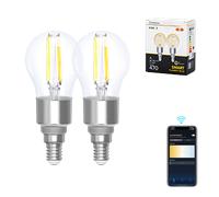 Aigostar Bombilla Inteligente Alexa, Bombilla Led E14 Vintage, G45 Transparente Tipo Globo, 4.5W, 470LM, Regulable Cálida a Fría 2700K a 6500K, Compatible con Alexa y Google home, 2 PCS.
