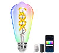 Aigostar Bombilla Inteligente Alexa, Bombilla LED E27 RGB CCT 4.9W 420LM, Bombilla WIFI ST64 2700K-6500K, Bombillas Vintage Compatible con Alexa/Google Home, Bombillas Filamento Luz Fría Cálida