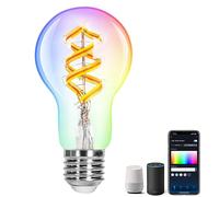 Aigostar Bombilla Inteligente Alexa, Bombilla LED E27 RGBW 4.9W 420LM, Bombilla WIFI A60 2700K, Bombilla Vintage Compatible con Alexa/Google Home, Bombilla Filamento Luz Cálida, 1 Unidad.