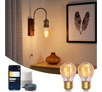Aigostar Bombilla Inteligente Alexa, Bombilla Led E27 Vintage, G45 Ámbar Tipo Globo, 4.5W, 470LM, Regulable Cálida a Fría 2700K a 6500K, Compatible con Alexa y Google home, 2 Unidads