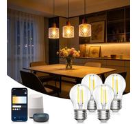 Aigostar Bombilla Inteligente Alexa, Bombilla Led E27 Vintage, G45 Transparente Tipo Globo, 4.5W, 470LM, Regulable Cálida a Fría 2700K a 6500K, Compatible con Alexa y Google home, 4 Unidads