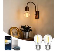 Aigostar Bombilla Inteligente Alexa, Bombilla Led E27 Vintage, G45 Transparente Tipo Globo, 4.5W, 470LM, Regulable Cálida a Fría 2700K a 6500K, Compatible con Alexa y Google home, 2 Unidads