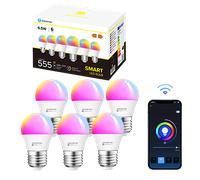 Aigostar Bombilla Inteligente, Bombilla Wifi G45 E27 6.5W, Bombilla Led Inteligente RGBCW Compatible con Alexa/Google Home, No se Requiere Concentrador. Control Remoto,Control De Voz, 6 Unidads.